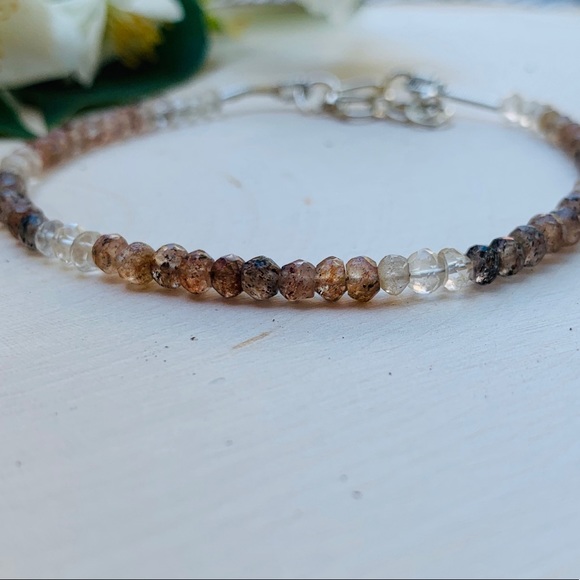 Quartz bracelet genuine gemstone sterling silver bracelet - Picture 4 of 6
